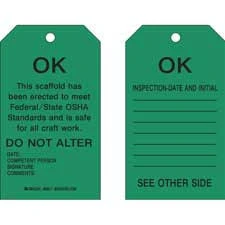 SCAFFOLDING TAG YELLOW/RED/GREEN SMALL