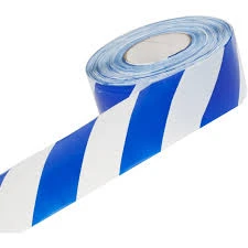 WARNING TAPE 2" BLUE & WHITE