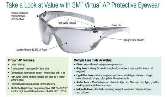 3M™ Virtua™ AP Protective Eyewear Clear Hard Coat, Clear Lens, 11819-00000-20