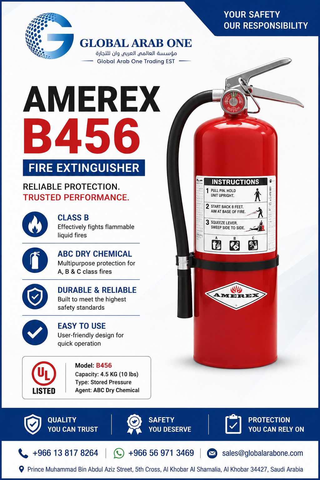AMEREX FIRE EXTINGUSHER 10 LBS B456