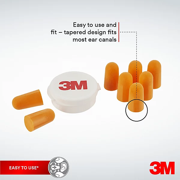 3M - Foam Earplugs 1100, Uncorded, 200 Pair/Box