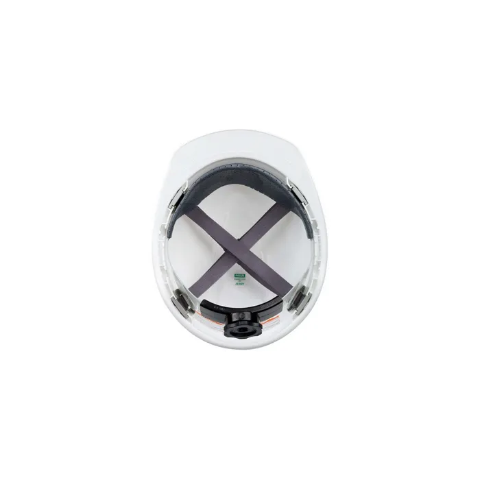MSA Safety Helmet White, V-Gard® Polyethylene Cap Style Hard Hat With 4 Point Ratchet/Ratchet Suspension