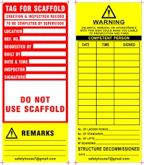 SCAFFOLDING TAG/CARD YELLOW/RED/GREEN BIG