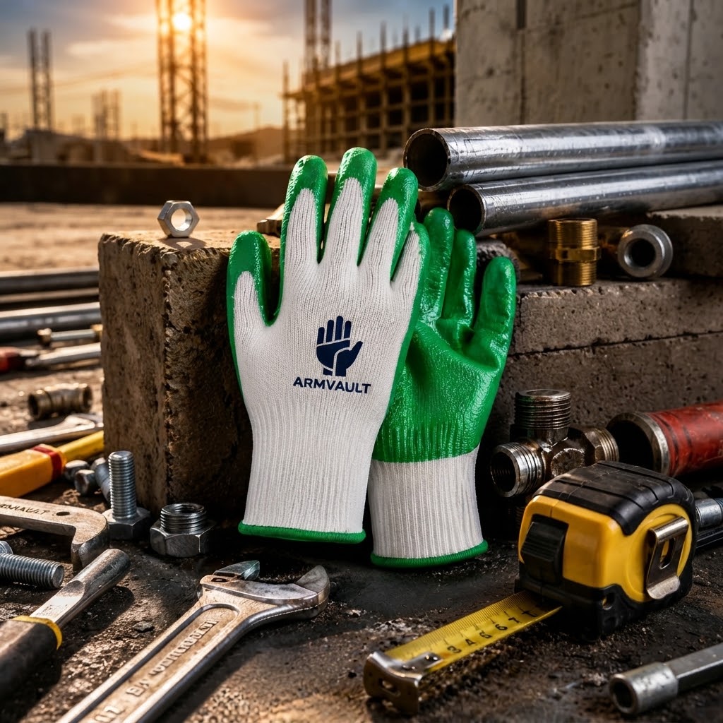 GREEN LATEX COATED GLOVES 250Pair/Ctn