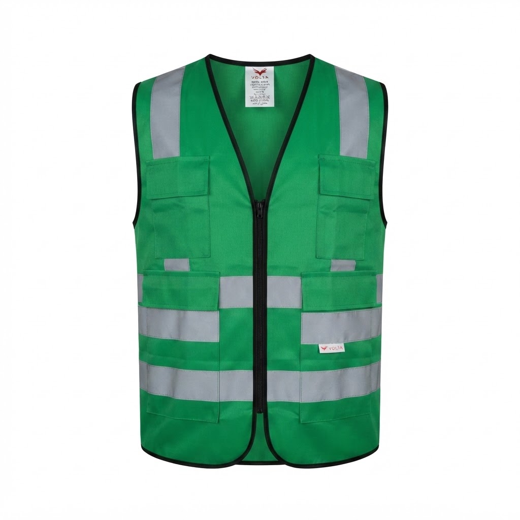 VOLTA SAFETY VEST GREEN WITH 4 POCKETS 120 GSM