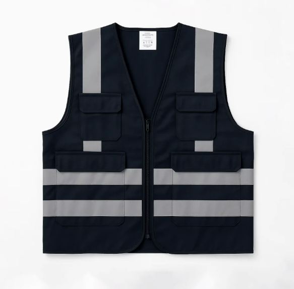 VOLTA SAFETY VEST BLACK WITH 4 POCKET 120 GSM