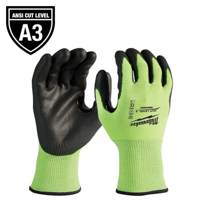 Milwaukee High Visibility Cut Level 3 Polyurethane Dipped 10/xl Gloves