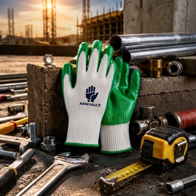 GREEN LATEX COATED GLOVES 250Pair/Ctn