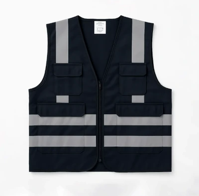 VOLTA SAFETY VEST BLACK WITH 4 POCKET 120 GSM