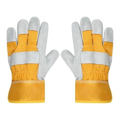 LEATHER WORKING GLOVES YELLOW/WHITE